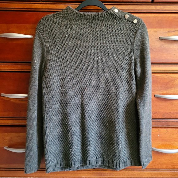 NWOT Olive Green Talbots Mock Neck Speckled Sweater, Size Small - Picture 1 of 4